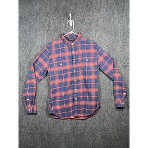 J Crew Mercantile Flannel Shirt Mens Large Plaid Button Down Red Blue